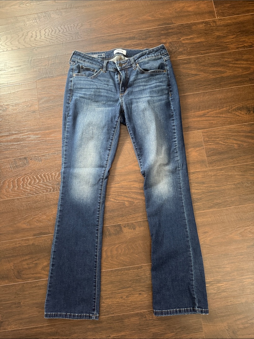 Sonoma Women's Dark Blue Flare Jeans with Fading